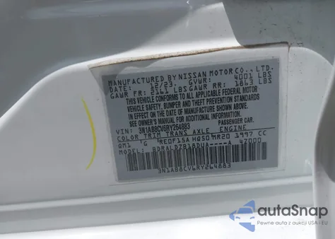 2024 Nissan Sentra Sv Xtronic Cvt z USA, uszkodzony, nr VIN 3N1AB8CV6RY264883